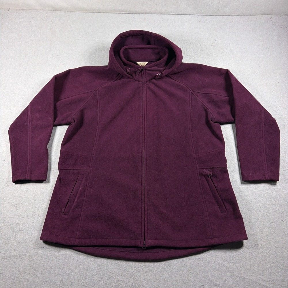 Duluth Trading Co Fleece Jacket Women 2XL Full Zip Hooded Burgundy Purple Thick